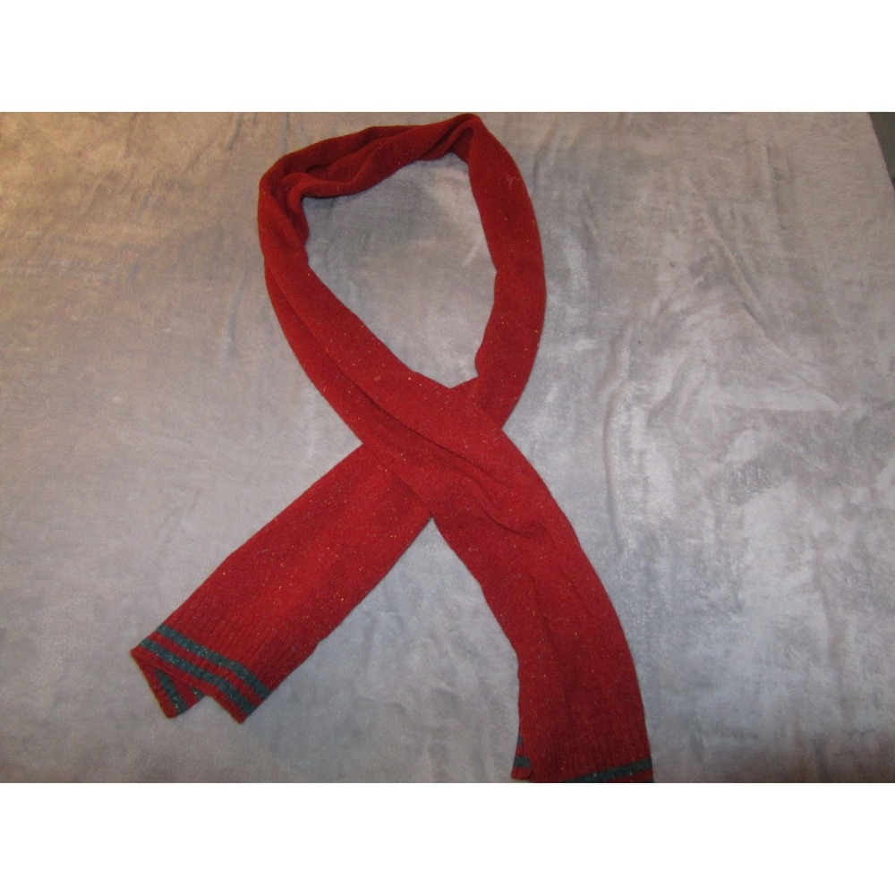 Brooks Brothers Red Lambswool Donegal Fleck Striped Ribbed‎ Scarf NWT 4139